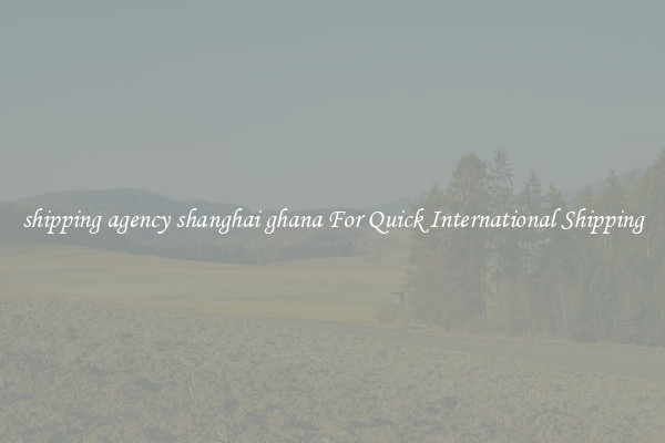 shipping agency shanghai ghana For Quick International Shipping